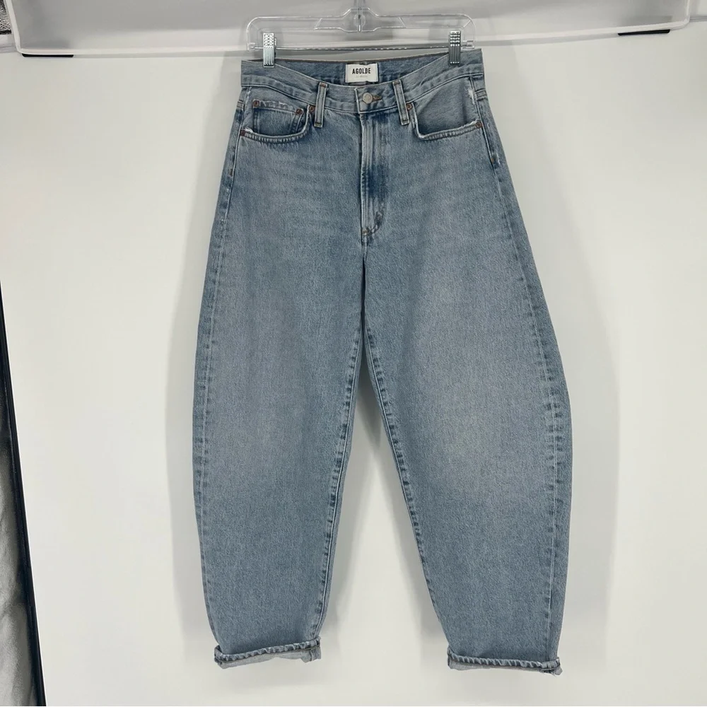 Agolde Balloon Baggy Leg Mid Rise Light Wash Classic Bohemian Denim Jeans 27